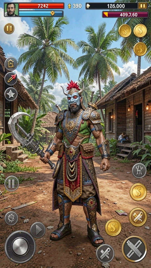 Tampilan karakter yang dinamis dan menarik.