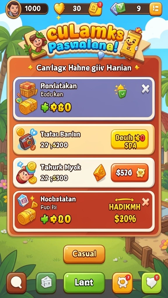 Misi harian yang menantang untuk mendapatkan hadiah.